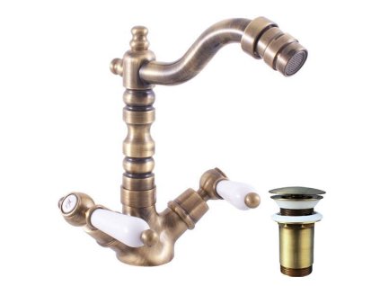 MORAVA RETRO - Bidetová baterie s výpustí, Stará mosaz (Bronz) MK521.0/9SM, RAV Slezák (Barva Stará mosaz (Bronz), Rozměr 3,8")