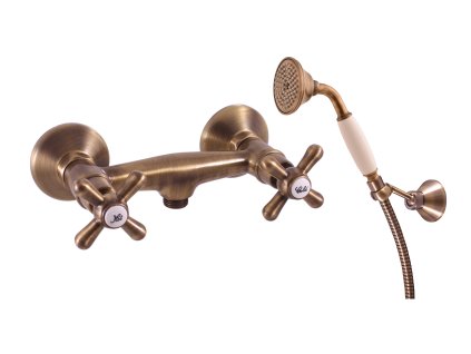 MORAVA RETRO - Sprchový set s baterií, Stará mosaz (Bronz) MK180.5/2SM, RAV Slezák (Barva Stará mosaz (Bronz), Rozměr 100 mm)