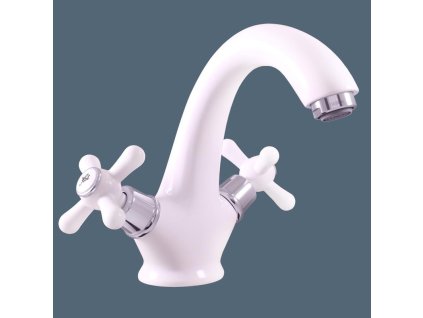 MORAVA RETRO - Umyvadlová baterie bez výpusti, Bílá/Chrom MK128.0BC, RAV Slezák (Barva bílá/chrom, Rozměr 3,8")