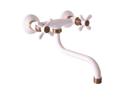 MORAVA RETRO - Umyvadlová/dřezová Baterie, Bílá/Stará mosaz (Bronz) MK101.5/21BSM, RAV Slezák (Barva Bílá/Stará mosaz (Bronz), Rozměr 100 mm)