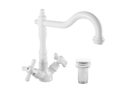 MORAVA RETRO - Umyvadlová baterie s výpustí, Bílá - lesklá MK121.0/8B, RAV Slezák (Barva Bílá - lesklá, Rozměr 3,8")