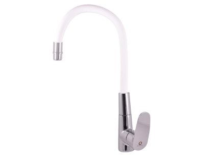 AMUR - Dřezová baterie s flexibilním ramínkem, Chrom/Bílá AM719.0/10B, RAV Slezák (Barva chrom/bílá, Rozměr 3,8")