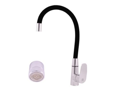 AMUR - Dřezová baterie s flexibilním ramínkem, Chrom/Černá AM719.0/11C, RAV Slezák (Barva chrom/černá, Rozměr 3,8")