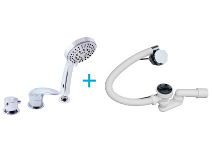 DUNAJ - Vanová baterie 3-otvorová, naplnění přes přepad, Chrom D464.0/NP2/570, RAV Slezák (Barva Chrom, Rozměr 3,8")