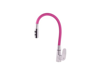 AMUR - Dřezová baterie s flexibilním ramínkem, Chrom/Růžová AM719.0/12R, RAV Slezák (Barva chrom/růžová, Rozměr 3,8")