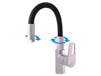 COLORADO - Umyvadlová baterie s flexibilním ramínkem bez výpusti, Chrom/Černá CO219.0/16, RAV Slezák (Barva chrom/černá, Rozměr 3,8")