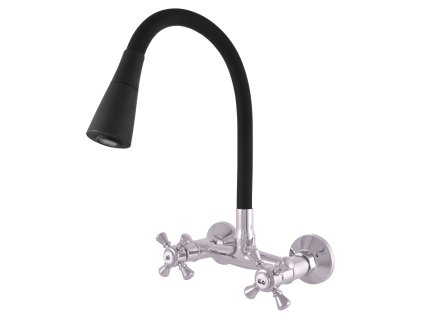 MORAVA RETRO - Umyvadlová/dřezová baterie s flexibilním ramínkem, Chrom/Černá MK302.5/13, RAV Slezák (Barva chrom/černá, Rozměr 100 mm)
