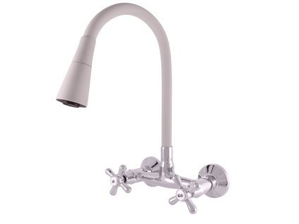 MORAVA RETRO - Umyvadlová/dřezová baterie s flexibilním ramínkem, Chrom/Šedá MK102.5/13S, RAV Slezák (Barva chrom/šedá, Rozměr 100 mm)