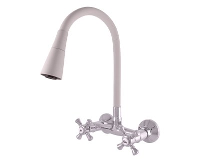 MORAVA RETRO - Umyvadlová/dřezová baterie s flexibilním ramínkem, Chrom/Šedá MK302.5/13S, RAV Slezák (Barva chrom/šedá, Rozměr 100 mm)