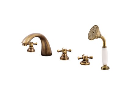 MORAVA RETRO - Vanová baterie 5-otvorová, Stará mosaz (Bronz) MK369.0PSM, RAV Slezák (Barva Stará mosaz (Bronz), Rozměr 3,8")