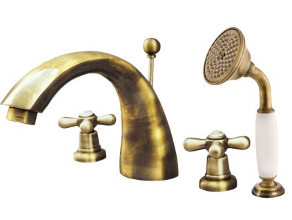 MORAVA RETRO - Vanová baterie 4-otvorová, Stará mosaz (Bronz) MK169.0SSM, RAV Slezák (Barva Stará mosaz (Bronz), Rozměr 3,8")