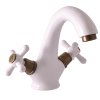 MORAVA RETRO - Umyvadlová Baterie bez výpusti, Bílá/Stará mosaz (Bronz) MK128.0BSM, RAV Slezák (Barva Bílá/Stará mosaz (Bronz), Rozměr 3,8")