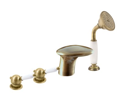 LABE - Vanová baterie 4-otvorová, Stará mosaz (Bronz) L571.0PSM, RAV Slezák (Barva Stará mosaz (Bronz), Rozměr 3,8")