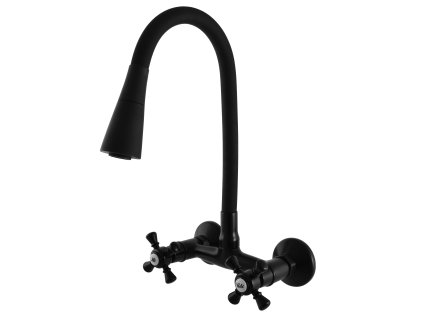 MORAVA RETRO - Umyvadlová/dřezová baterie s flexibilním ramínkem, Černá - matná MK302.5/13CMAT, RAV Slezák (Barva Černá - matná, Rozměr 100 mm)