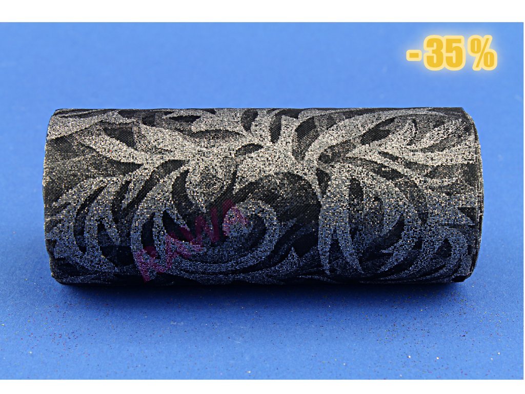 Produkt č. 571 9 glitter organza 12 cm x 10 yds barva BLACK SILVER kod 12TORG00.082 1 ks