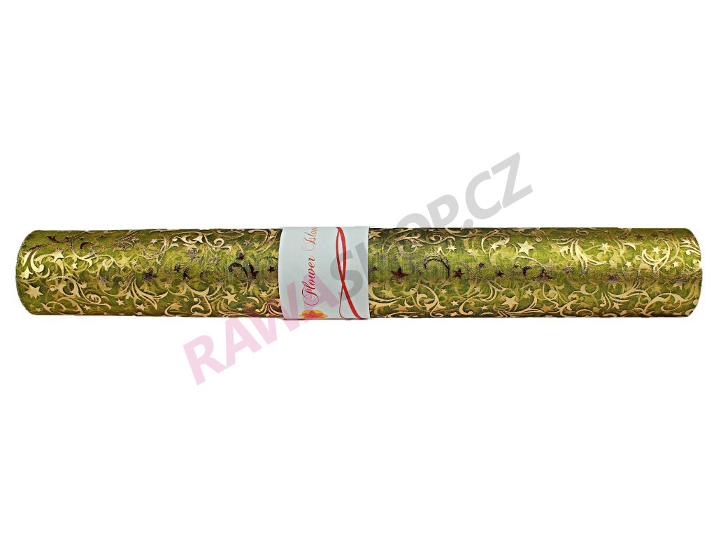 Produkt č. 808 3 Organza se vzorem 39cm 10 yds dk. ol. green e TOSO39V