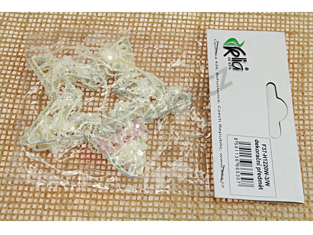 Produkt č. 816 17 zavesek hvězdičkI na kovové konstrukci 2 ks kod F37 H1220W 3 W barva bila rozměry 8 x 8 cm