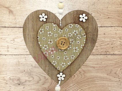 9A. Závěs s knoflíkem srdce hnedy