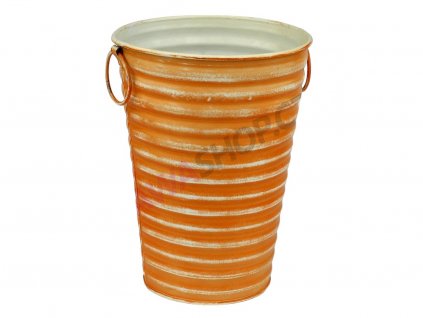 Plechový obal na květiny vysoký žlutooranžový 3251