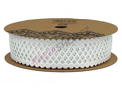 1. Stuha s mřížkou 2,5cm bílá HY 1708W