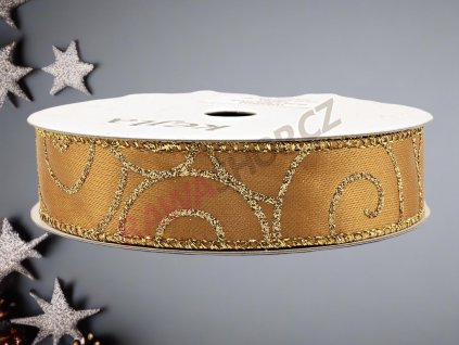 2. Saténová stuha 2,5cm10yds tmavá zlatá TOSK0043 72 DG