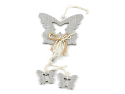 Závěs motýl s mašlí - šedá