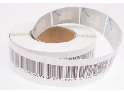 Ochranná samolepka 5x5 cm, 8,2 MHz, barcode, deaktivovatelná