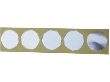 Stříbrné samolepky pro reliéfní razítka - Ø4,5cm - ochrana dokumentu - 5 kusů