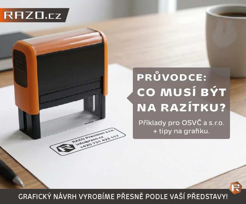 Průvodce: Co musí být na razítku? Příklady pro OSVČ a s.r.o. + tipy na grafiku.