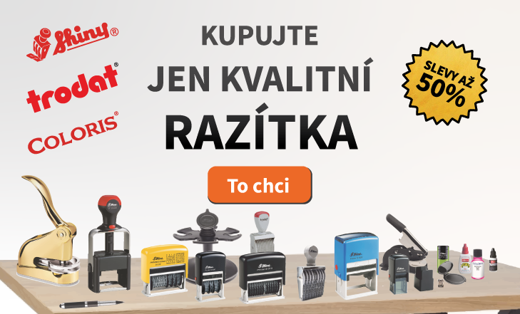 Sortiment razítek, barev, podušek