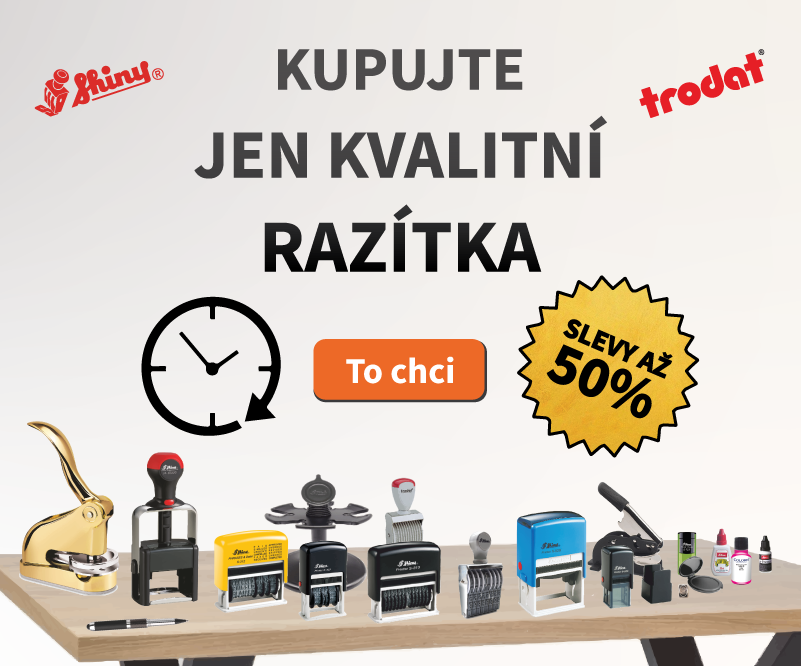 Sortiment razítek, barev, štočků