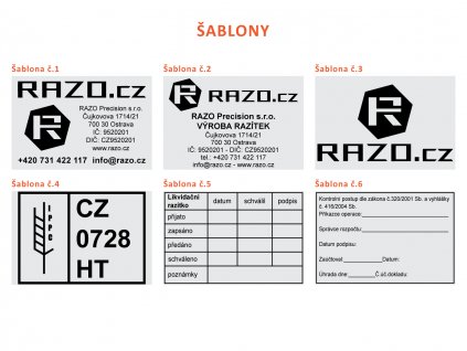 60x40mm sablony razitek