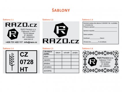 64x40mm sablony razitek