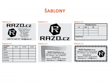 75x38mm sablony razitek