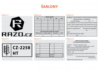 90x60mm sablony razitek