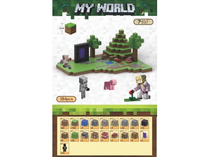 Svět Minecraft - magnetická stavebnice sada 384 dílný set