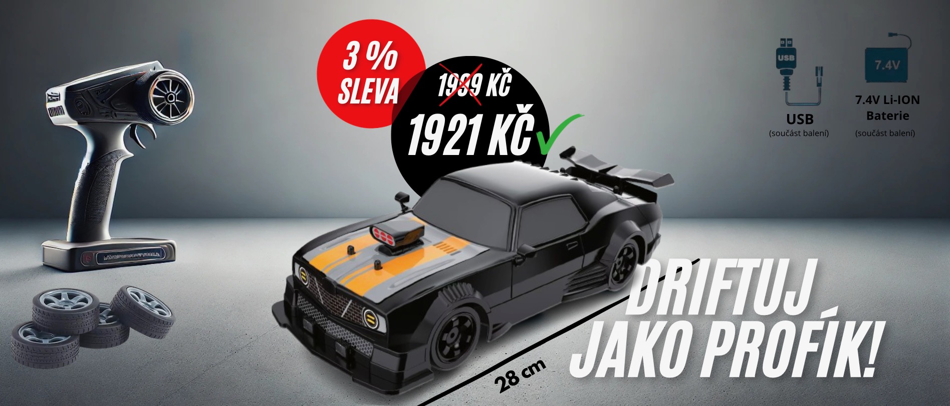 RC auto na dálkové ovládání - drift