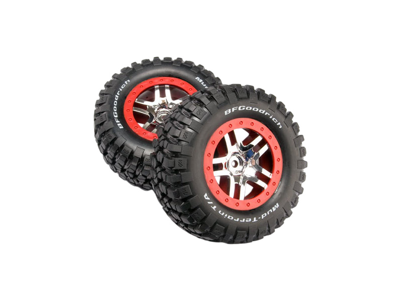 Fotografie produktu: Traxxas kolo 2.2/3.0", disk SCT Split-Spoke stříbrný-červený, pneu KM2 (2)