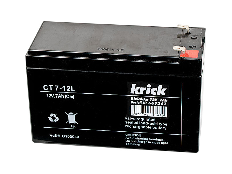 Fotografie produktu: Krick Modelltechnik Krick Olověný akumulátor 12V 7Ah