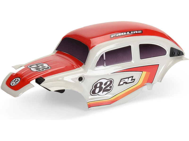 Fotografie produktu: Pro-Line karosérie Class 1 VW brouk červená, kola Chrome Diablo 12mm s pneu Flat Iron: Arrma Typhon Grom
