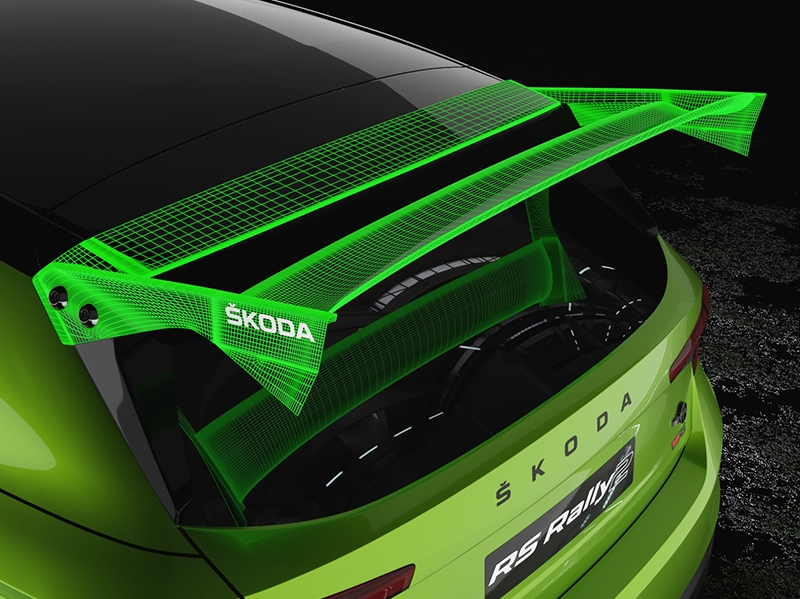 Fotografie produktu: Bittydesign Čiré náhradní křídlo pro ŠKODA Fabia RS Rally2 1/10, extra tvrdé 1,5 mm