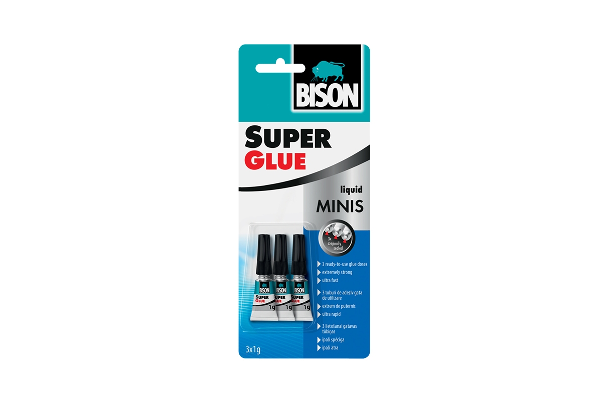 Fotografie produktu: BISON SUPER GLUE MINIS 3 x 1g