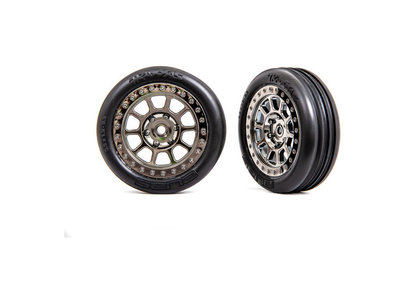 Fotografie produktu: Traxxas kolo 2.2", disk černě chromovaný, pneu Ribbed (2) (přední)