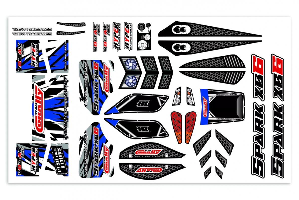 Fotografie produktu: TEAM CORALLY Arch samolepek - Spark XB6 - modrá