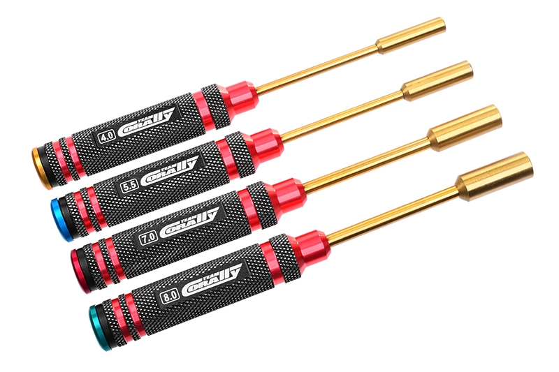 Fotografie produktu: TEAM CORALLY Nástrčkové klíče - metrické - ALU verze SADA: 4.0 5.5, 7.0 a 8.0 x 100mm, 4 ks.