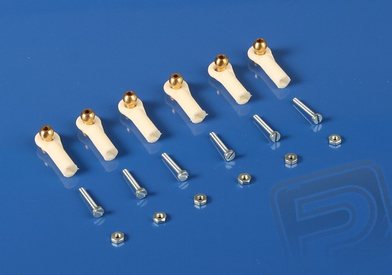 Fotografie produktu: MPJet 2405 Kulový čep V1, pr.4mm, M2/1,6 Dlouhý Bílý 6ks