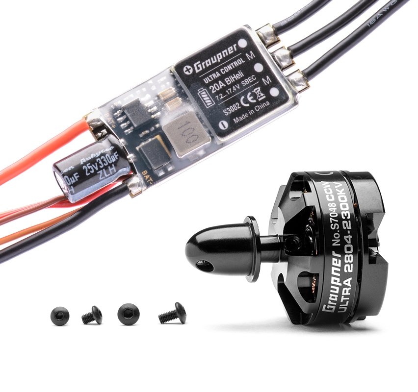 Fotografie produktu: Graupner Combo set Telemetrická regulace HOTT 20Amp SBEC + Ultra 2804-2300Kv levotočivá (CCW)