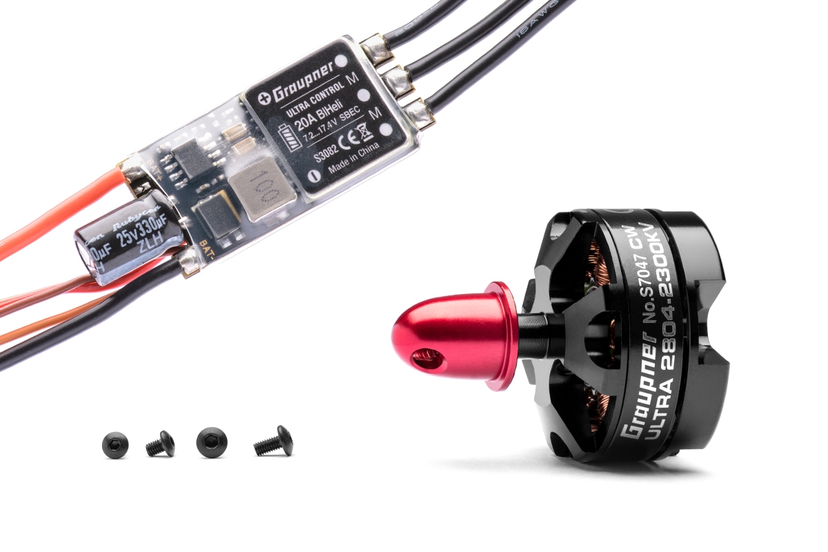 Fotografie produktu: Graupner Combo set Telemetrická regulace HOTT 20Amp SBEC + Ultra 2804-2300Kv pravotoč./tlač. (CW)