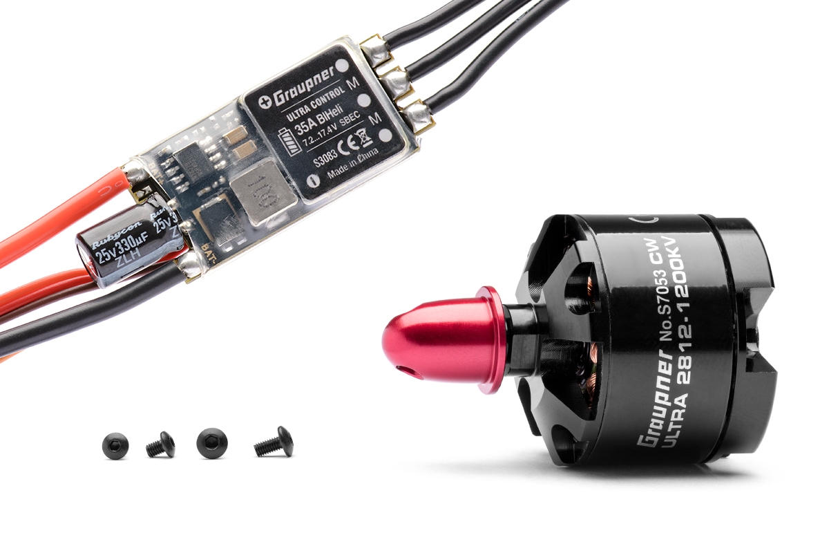 Fotografie produktu: Graupner Combo set Telemetrická regulace HOTT 35Amp SBEC + Ultra 2812-1200Kv pravotoč./tlač. (CW)