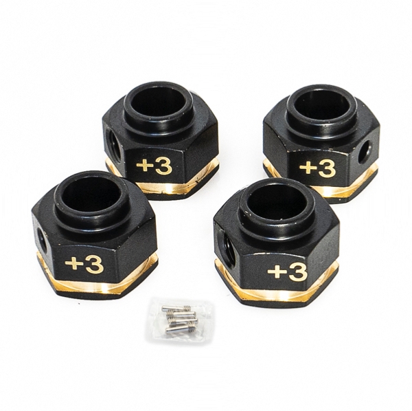 Fotografie produktu: HOBBYTECH Měděné šestihranné náboje 12mm, +3mm offset, 4x25gr, 4 ks.